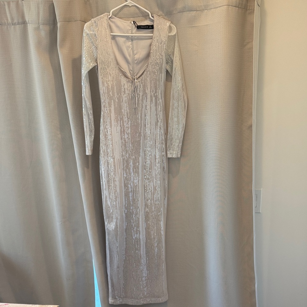 Lioness Silver Long Sleeve Sequin Dress
